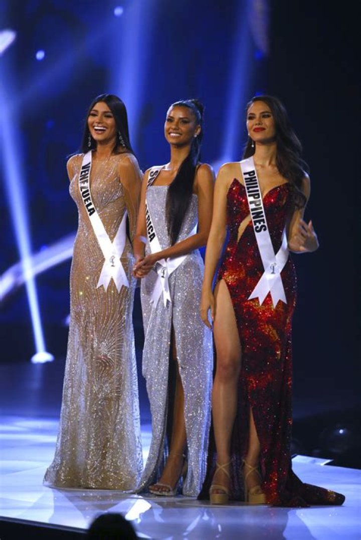 Top 3 finalists from left to right, Miss Venezuela Sthefany Gutierrez, Miss South Africa Tamaryn Green, Miss Philippines Catriona Gray, stand on the stage during the final of 67th Miss Universe competition in Bangkok, Thailand Miss Universe, Bangkok, Thailand - 17 Dec 2018