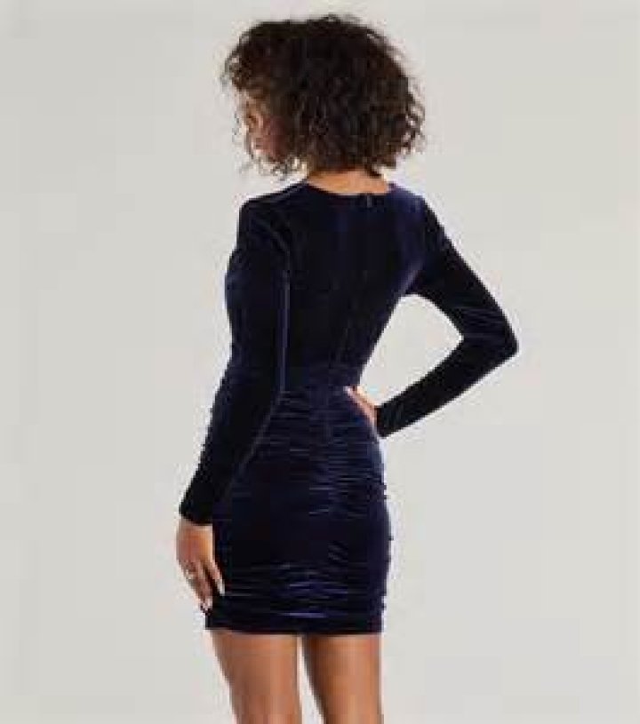 Velvet Long Sleeve Bodycon Mini Dress