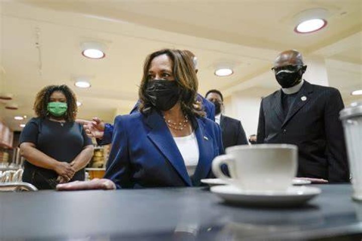 Vice President Kamala Harris sits with RowVaughn Wells and Rodney Wells during the funeral service for Wells' son, Tyre Nichols, at Mississippi Boulevard Christian Church in Memphis, Tenn., on Tyre Nichols Funeral, Memphis, United States - 01 Feb 2023