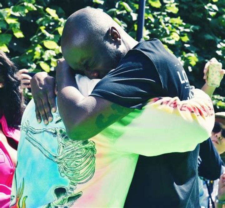 Virgil Abloh and Kanye West in the front row Louis Vuitton show, Front Row, Spring Summer 2019, Paris Fashion Week Men's, France - 21 Jun 2018
