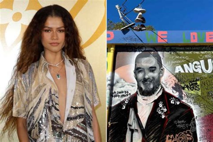 Zendaya visits Angus Cloud mural